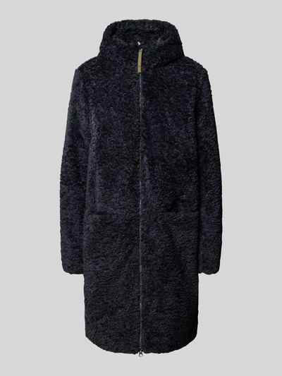 camel active Mantel aus Teddyfell mit Kapuze und Zweiwege-Reißverschluss Dunkelblau 2