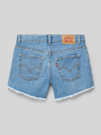 Productfoto, Slim Fit Jeansshorts aus Baumwoll-Mix van Levi’s® Kids in lichtblauwe denimlook met franjes en labelpatch, katoenmix, 5-pocketmodel.