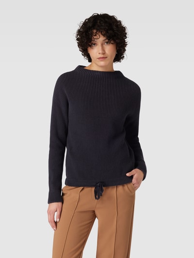 Jake*s Casual Strickpullover mit gerippten Abschlüssen Dunkelblau 4