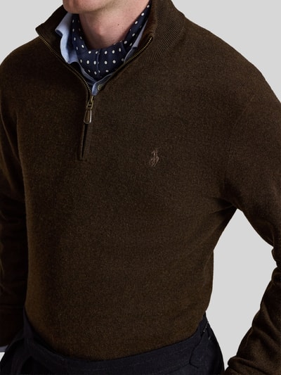 Polo Ralph Lauren Regular Fit Troyer aus reiner Wolle Dunkelbraun 3