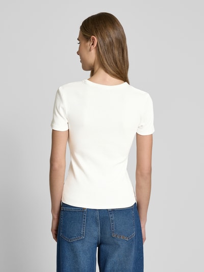 Jake*s Casual Slim fit T-shirt met fijnrib Offwhite - 5