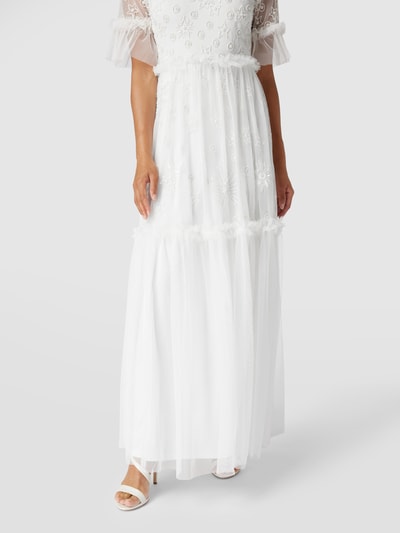 LACE & BEADS Avondjurk in maxilengte van tule Offwhite - 3