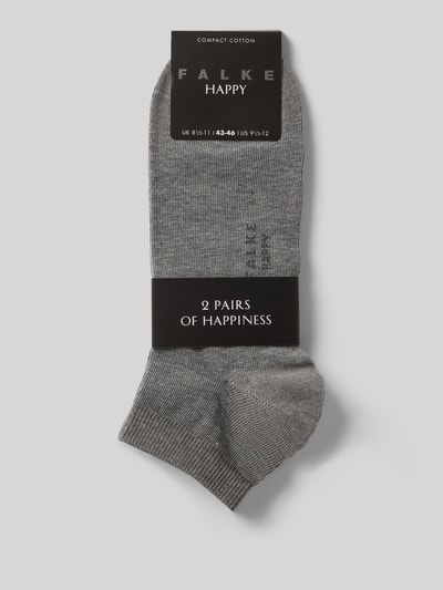 Produktfoto, Socken mit geripptem Abschluss im 2er-Pack von Falke aus Baumwoll-Mix mit Stretch-Anteil, grau, körpernaher Schnitt, strukturierte Oberfläche.