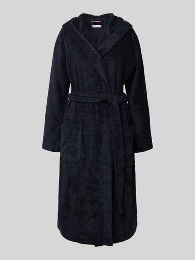 TOMMY HILFIGER Regular Fit Bademantel aus reiner Baumwolle mit Kapuze Marine 1