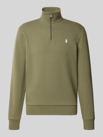 Produktfoto, olivgrüner Regular Fit Troyer aus Baumwoll-Mix von Polo Ralph Lauren, glatte Textur, Herren Troyer von Polo Ralph Lauren