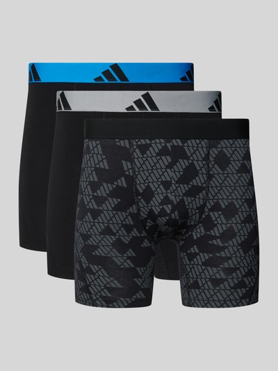 Produktfoto, Trunks im 3er-Pack aus Baumwoll-Mix von adidas Sportswear, Optik: Unifarben, Logo-Print, Bundabschluss: Elastisch, Multipack:3er-Pack, Materialverarbeitung: Jersey, Material: Baumwolle-Mix, verschiedene Grautöne sowie Schwarz und Blau, glatte und weiche Textur