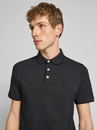 Jack & Jones Regular Fit Poloshirt mit Label-Stitching Modell 'PAULOS' Dunkelgrau Melange 3