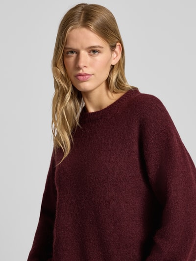 Gina Tricot Sweter z dzianiny o kroju oversized z dodatkiem lnu Bordowy 3