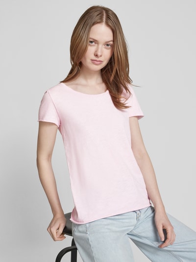 Rich & Royal T-shirt met geribde ronde hals Roze - 3