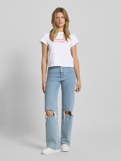 Review T-shirt met statementprint en ronde hals Wit - 1