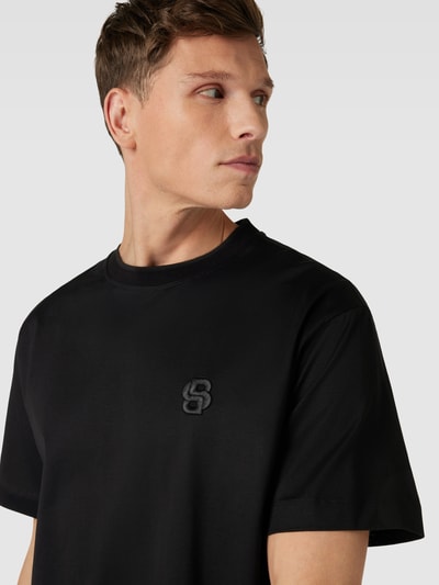 BOSS T-shirt met labelstitching, model 'Tames' Zwart - 3
