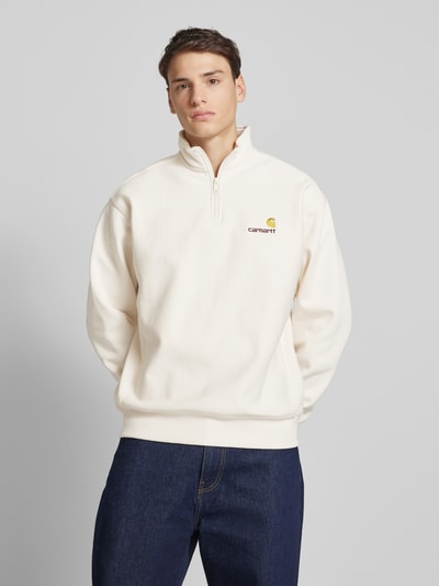 Carhartt Work In Progress Sweatshirt mit Troyer-Kragen Modell 'AMERICAN SCRIPT' Beige 4