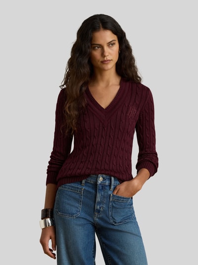 Lauren Ralph Lauren Pullover mit Logo-Stitching Modell 'MEREN' Bordeaux 4