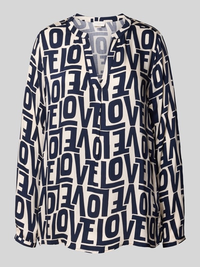 Milano Italy Blouseshirt met V-hals Marineblauw - 2
