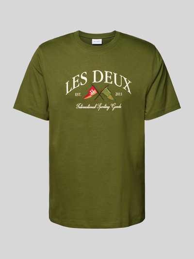 Les Deux T-Shirt mit Label-Stitching Modell 'Ivy' Khaki 2