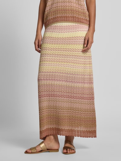 MOS MOSH Gebreide rok met structuurmotief, model 'Hopi' Roze - 4