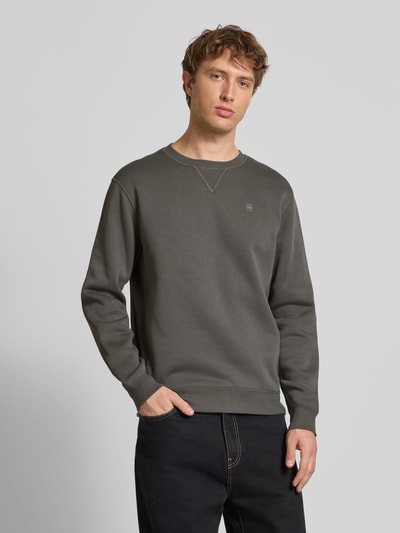 G-Star Raw Regular Fit Pullover mit Logo-Stitching Modell 'Premium' Anthrazit 4