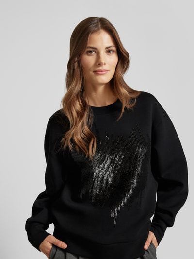 MOS MOSH Sweatshirt met pailletten, model 'Dakota' Zwart - 3