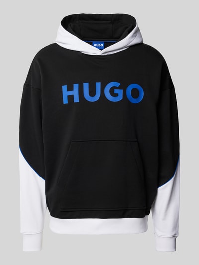 Hugo Blue Hoodie in Two-Tone-Machart Modell 'Nalker' Black 2