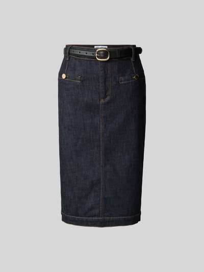 Self-Portrait Midirock in Denim-Optik Dunkelblau 2