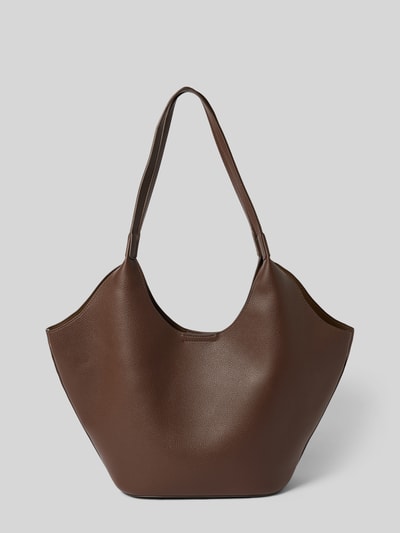 Produktfoto, Handtasche in Leder-Optik Model 'Nelma' von Seidenfelt met logodetail, bruin, Hoofdvak met magneetsluiting, smalle schouderbanden, Breedte maat 1: 46 cm, Lengte maat 1: 26 cm, Diepte maat 1: 14 cm, schouderbandlengte maat 1: 54 cm