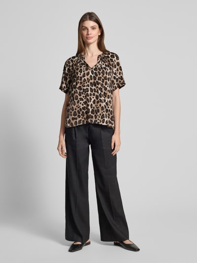 Smith and Soul Bluzka o kroju regular fit z wiskozy z dekoltem w serek Beżowy 1