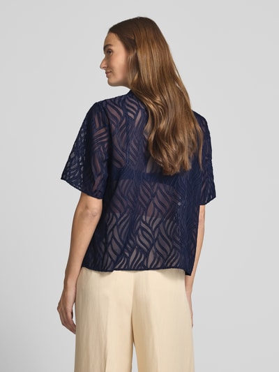s.Oliver BLACK LABEL Regular Fit Bluse mit semitransparentem Strukturmuster Marine 5