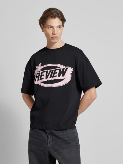 REVIEW Oversized T-Shirt mit Label-Print Black 4