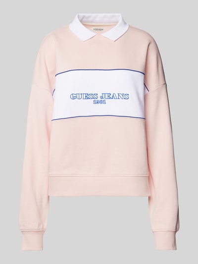 Guess Jeans Sweatshirt mit Polokragen Hellrosa 2