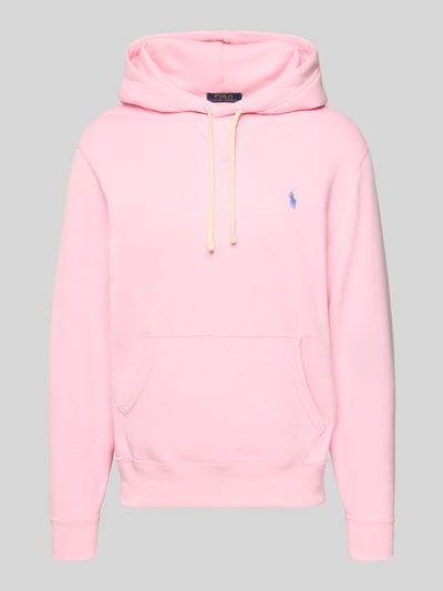 Produktfoto, Regular Fit Hoodie aus Baumwoll-Mix von Polo Ralph Lauren in Rosa mit Kapuze, Kängurutasche, Logo-Detail, Sweat-Textur.