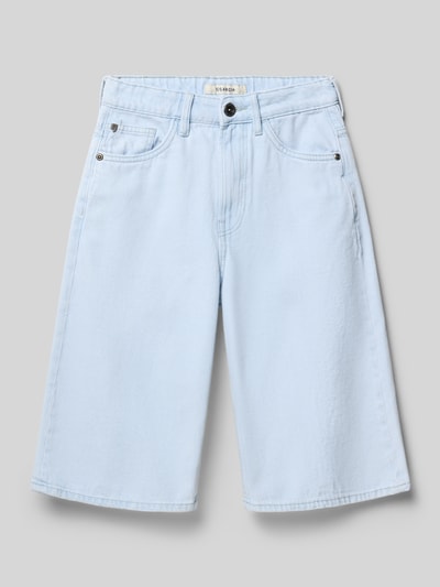 Produktfoto, Straight Fit Shorts in Denim-Optik von Garcia, hellblauer Baumwollstoff, 5-Pocket-Design, Knopf- und Reißverschluss, kindgerecht