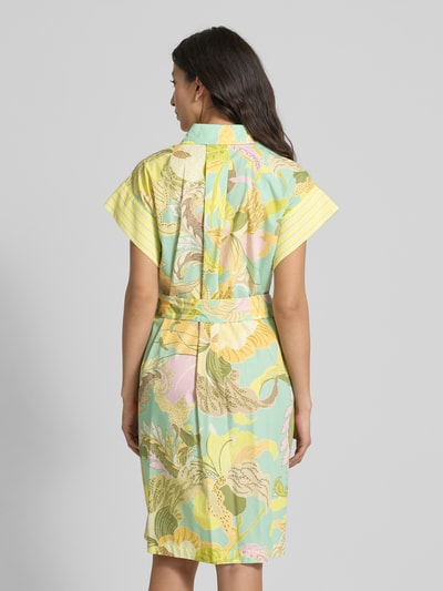 Marc Cain Knielange overhemdjurk van linnenmix met strikceintuur Geel - 5