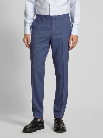 HUGO Slim fit pantalon met persplooien, model 'Hesten' Marineblauw - 4