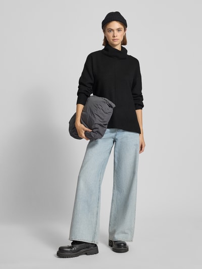 Pieces Regular Fit Rollkragenpullover mit Wollanteil Modell 'MALOU' Black 1