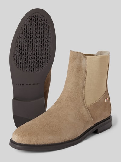 Tommy Hilfiger Chelsea boots van leer met labelapplicatie, model 'FLAG SUEDE' Beige - 4