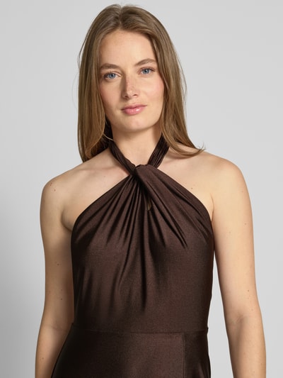 Laona Neckholder-Abendkleid mit Knotendetail und Gehschlitz Schoko 3