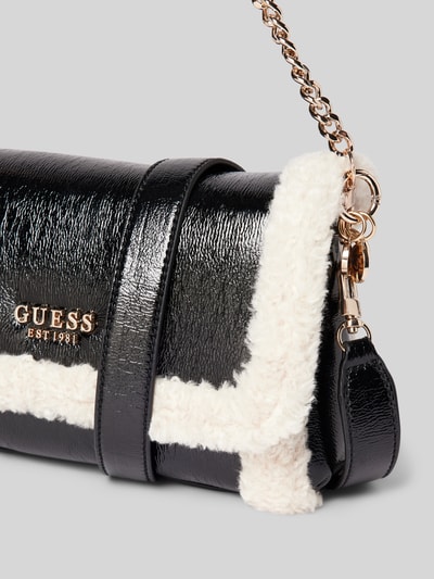 Guess Handtas met labelapplicatie en teddybont, model 'DAVIKA' Zwart - 3