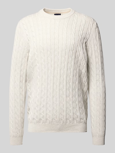 Christian Berg Men Gebreide pullover met ribboorden Offwhite - 2