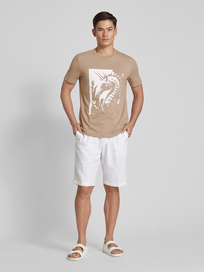 BOSS Orange T-shirt met motiefprint Beige - 1