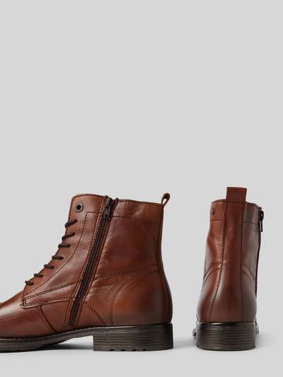 Jack & Jones Schnürboots aus Leder mit Ziernähten Modell 'SHAUN' Cognac 2