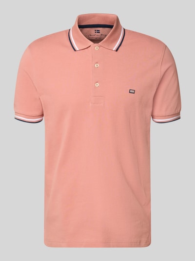 Productfoto, Regular Fit Poloshirt mit Kontraststreifen van Christian Berg Men, puur katoen, regular fit, knoopsluiting, herenmode, roze, structuur.