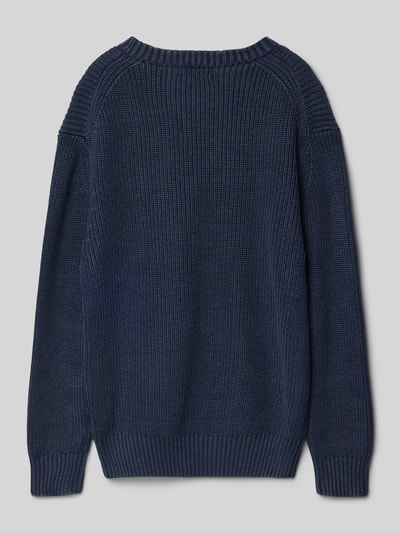 Only & Sons Sweter z dzianiny o kroju regular fit z czystej bawełny model ‘ROSU’ Granatowy 3