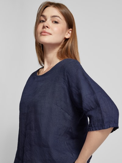 ZABAIONE Linnen blouse met 3/4-mouwen, model 'So44phie' Donkerblauw - 3