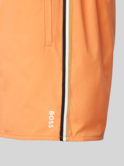 BOSS Relaxed Fit Badeshorts mit Label-Print Modell 'Iconic' Orange 2