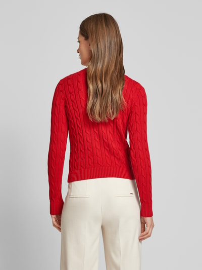 Lauren Ralph Lauren Strickcardigan mit Zopfmuster Modell 'RALHAN' Rot 5