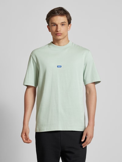 Hugo Blue T-shirt met labelpatch, model 'Nieros' Mintgroen - 4