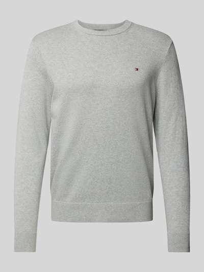 CK Calvin Klein Gebreide pullover met logostitching, model 'PIMA' Lichtgrijs gemêleerd - 2