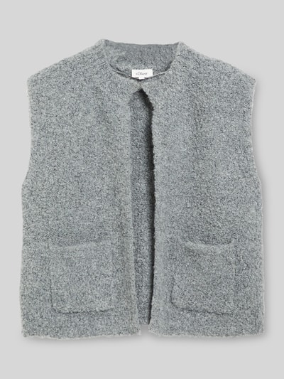 Produktfoto, graue Oberfläche mit grober Textur, zwei aufgesetzte Taschen, Regular Fit Strickweste mit Woll-Anteil von s.Oliver RED LABEL