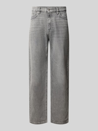 REVIEW Straight Fit Jeans aus reiner Baumwolle im Used-Look Mittelgrau 1