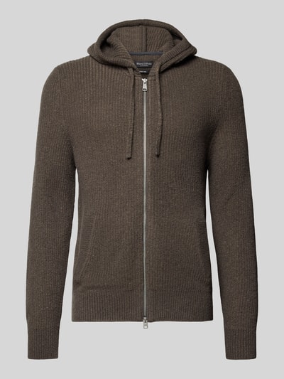 Marc O'Polo Regular Fit Strickjacke aus Schurwoll-Mix mit Baumwoll-Anteil Dunkelbraun 2